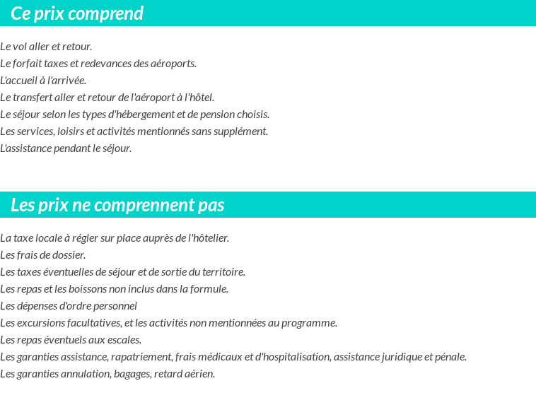 Conditions tarifaires