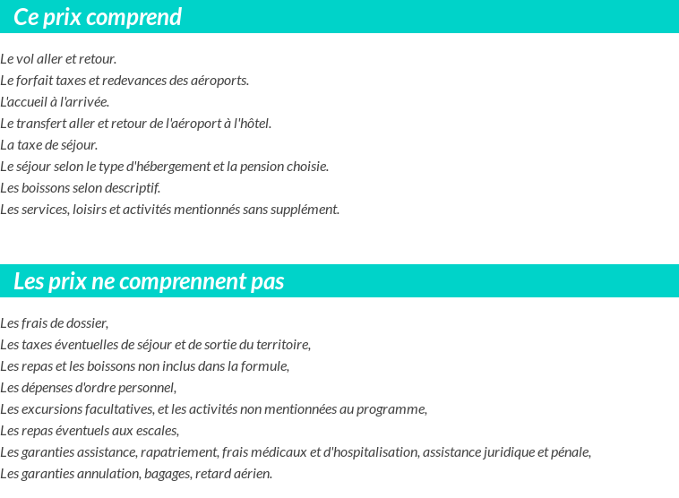 Conditions tarifaires