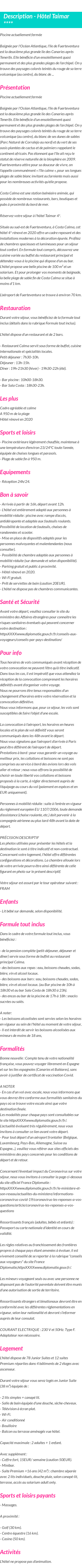 Détails du séjour