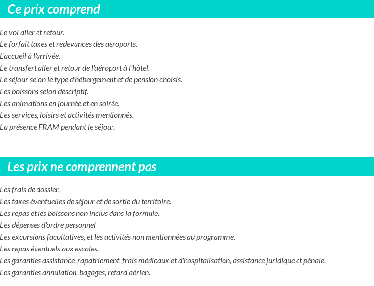 Conditions tarifaires