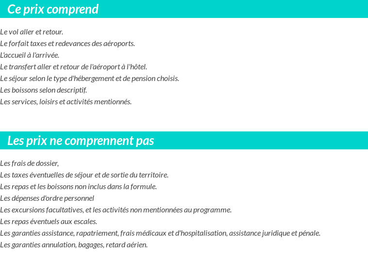 Conditions tarifaires