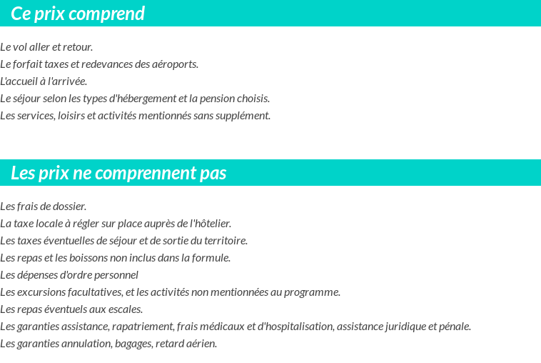 Conditions tarifaires