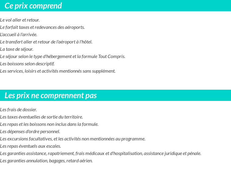 Conditions tarifaires