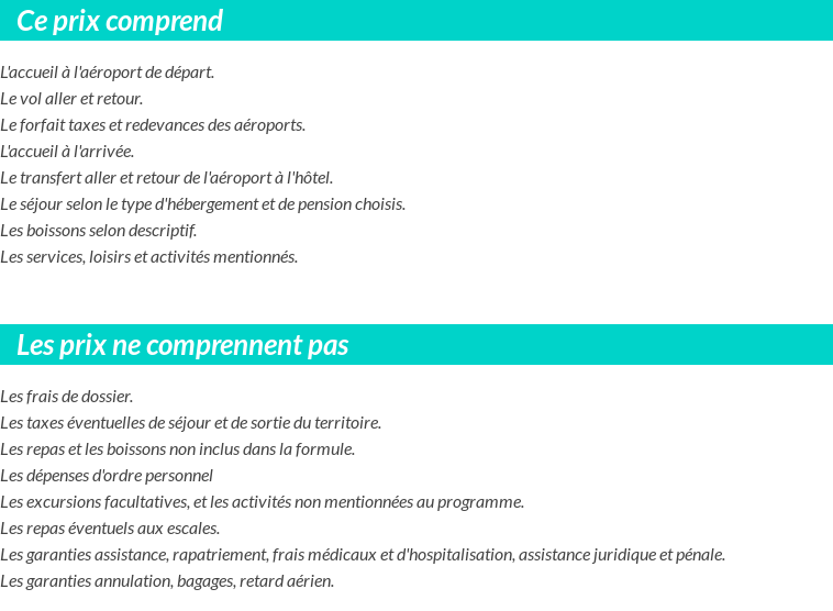 Conditions tarifaires