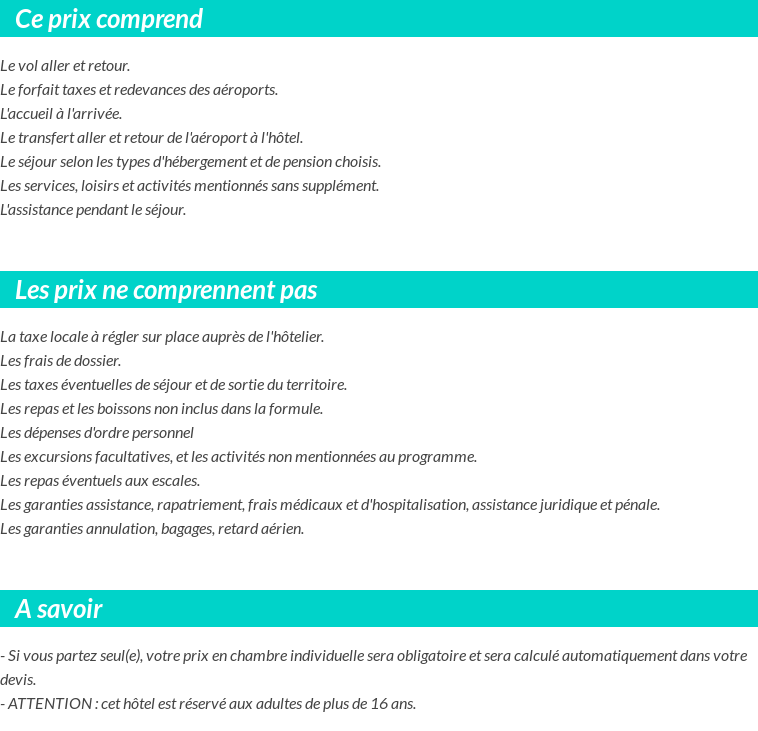 Conditions tarifaires