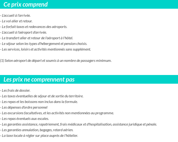 Conditions tarifaires