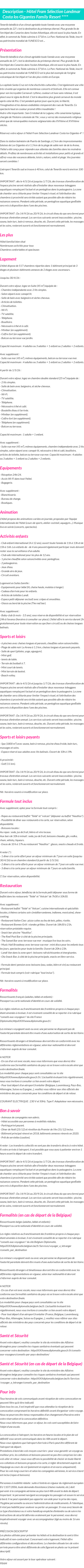 Détails du séjour