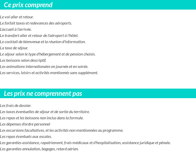 Conditions tarifaires