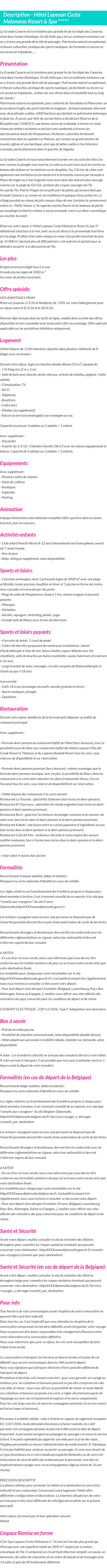 Détails du séjour