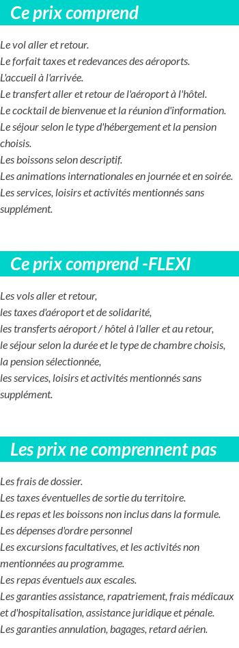 Conditions tarifaires