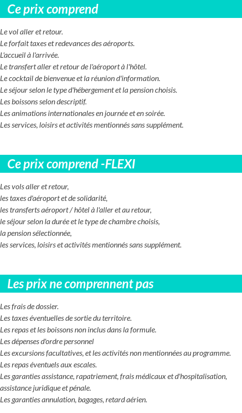 Conditions tarifaires