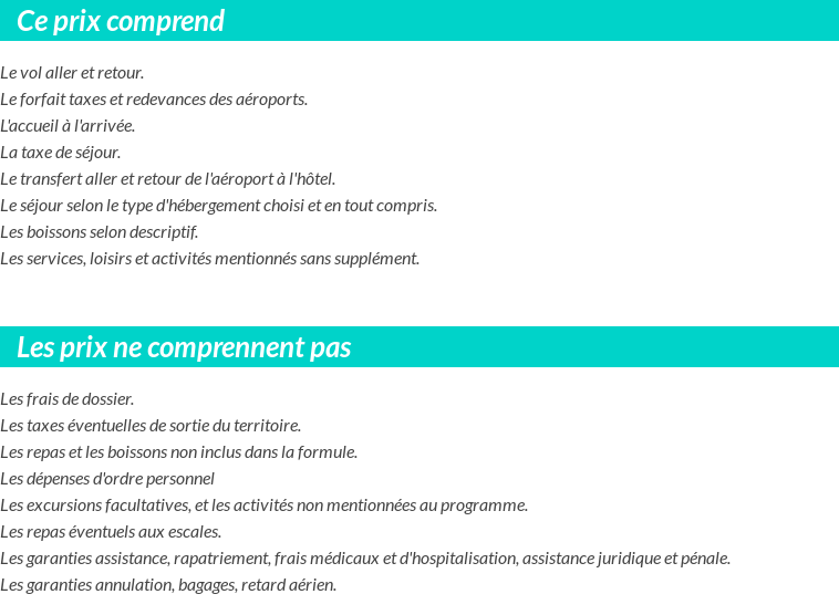 Conditions tarifaires