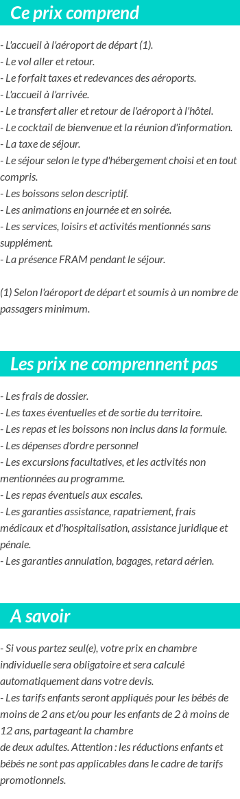 Conditions tarifaires