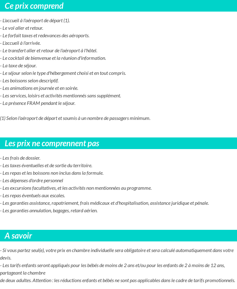 Conditions tarifaires