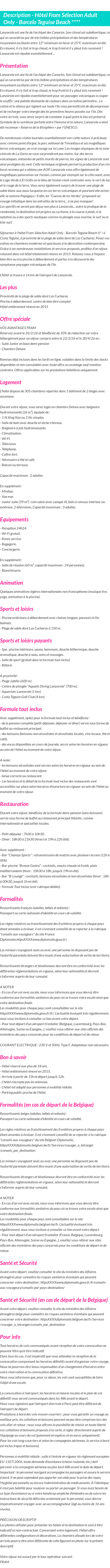 Détails du séjour