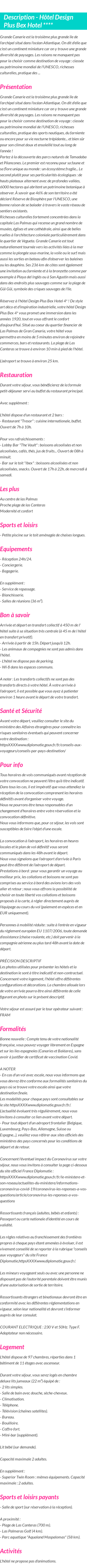 Détails du séjour
