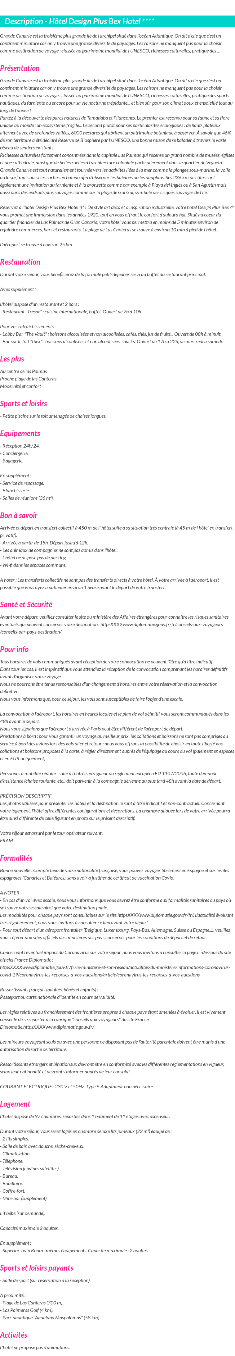 Détails du séjour