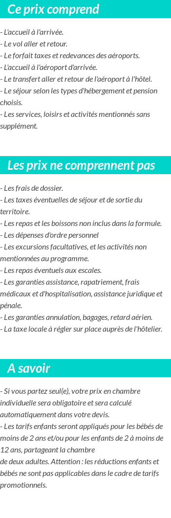 Conditions tarifaires