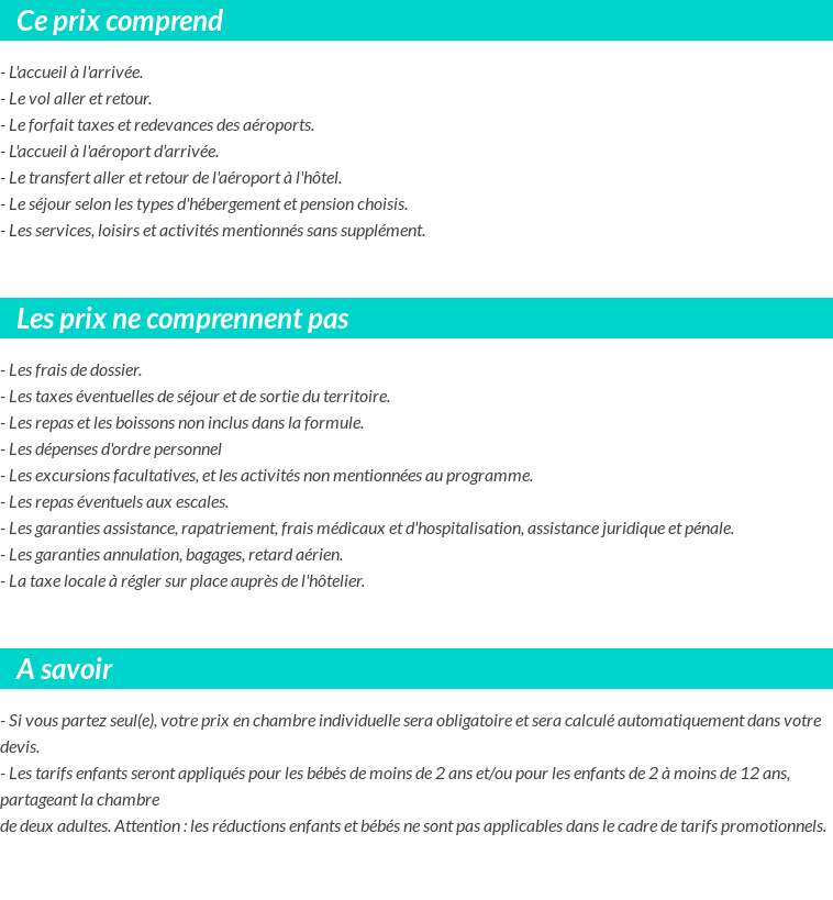 Conditions tarifaires