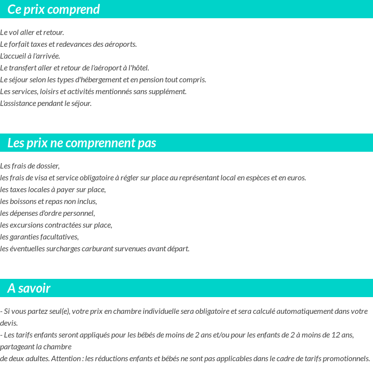 Conditions tarifaires