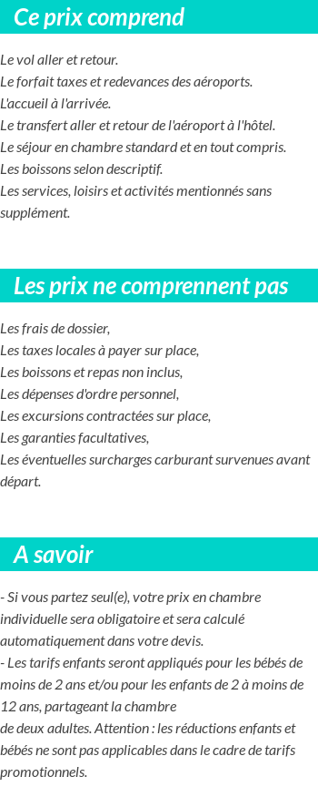 Conditions tarifaires