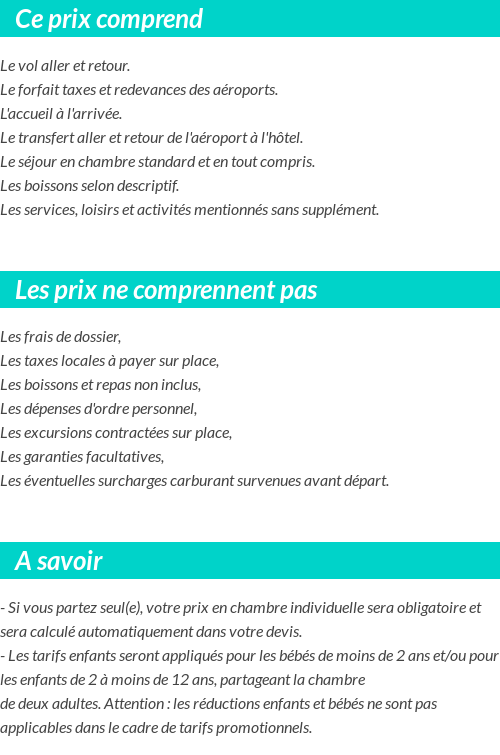 Conditions tarifaires