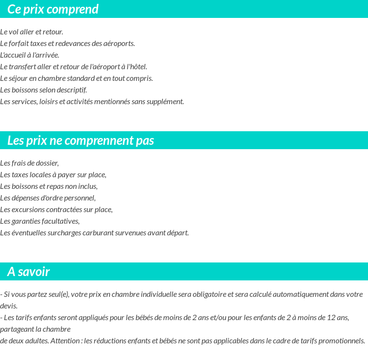 Conditions tarifaires