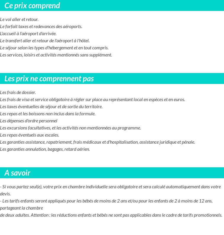 Conditions tarifaires