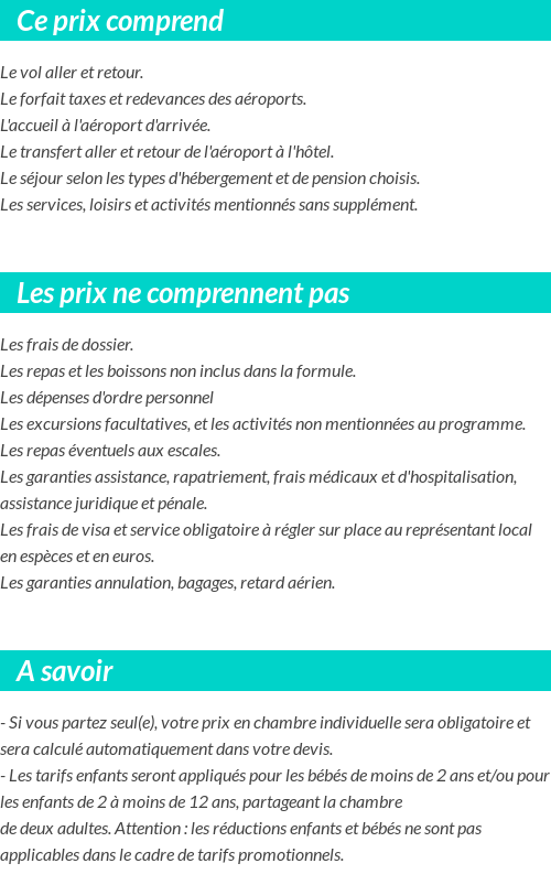 Conditions tarifaires