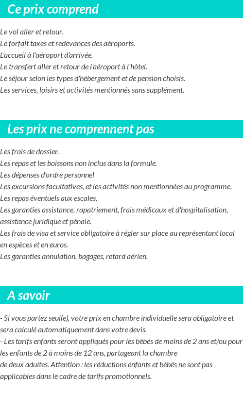 Conditions tarifaires