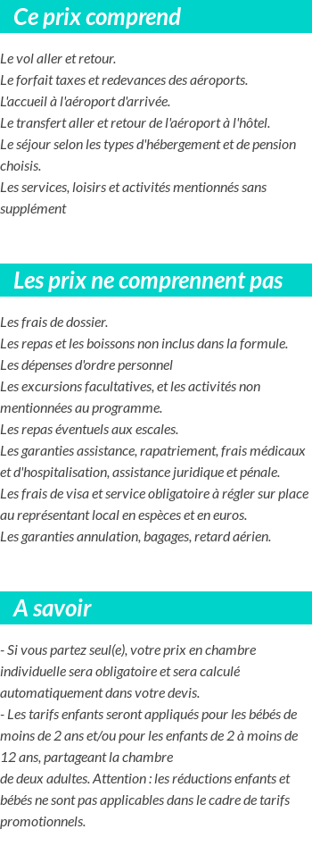 Conditions tarifaires