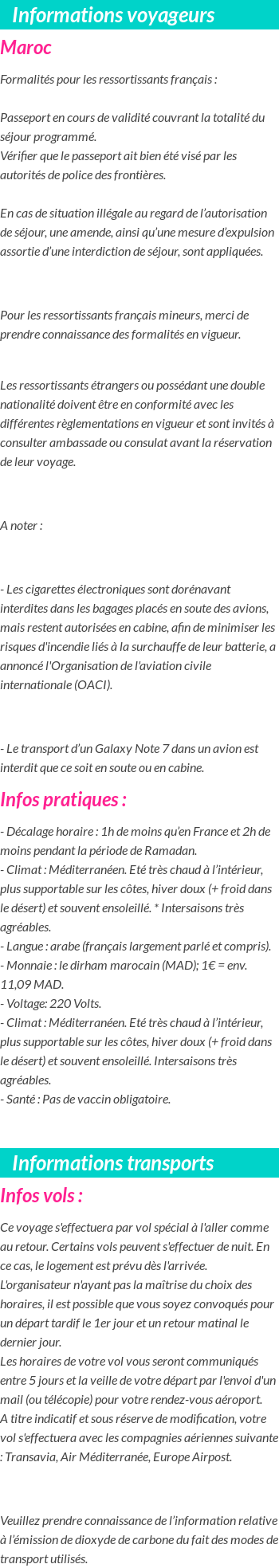 Formalités et infos voyageurs