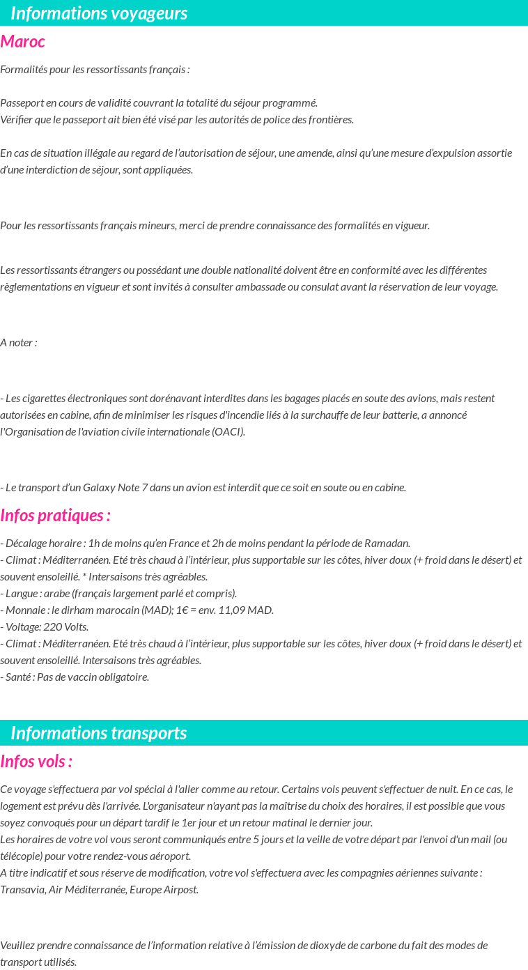Formalités et infos voyageurs