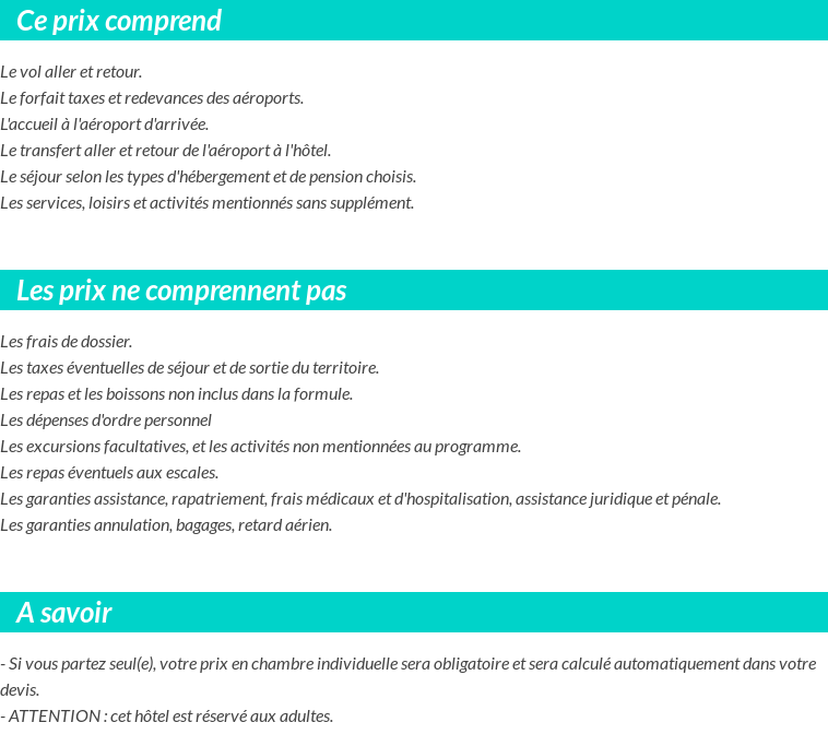 Conditions tarifaires