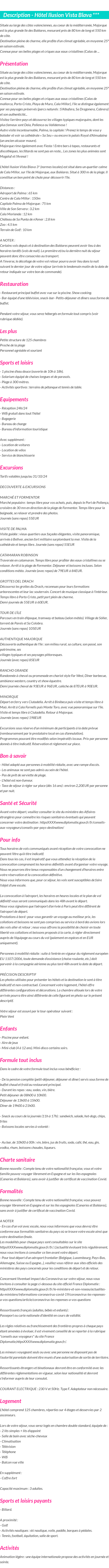 Détails du séjour