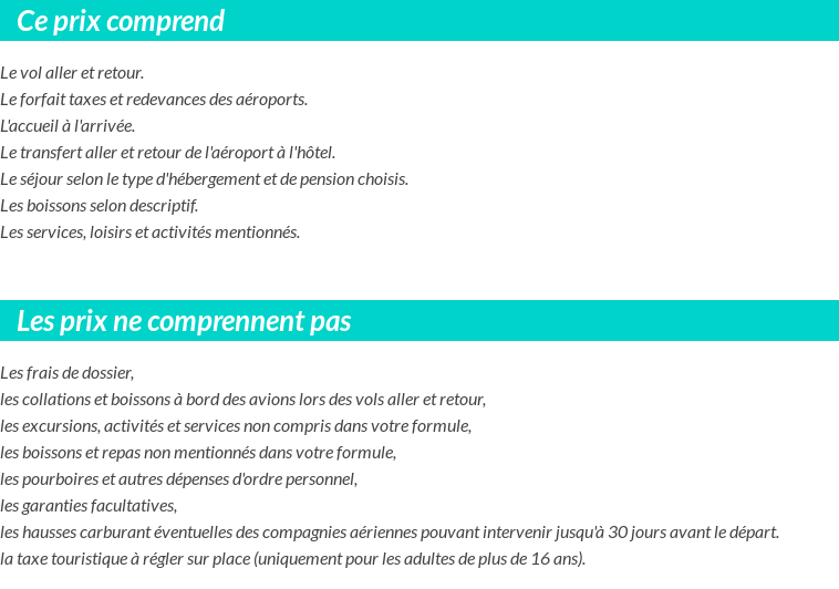 Conditions tarifaires