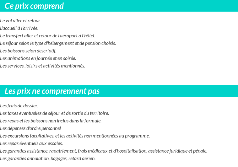 Conditions tarifaires
