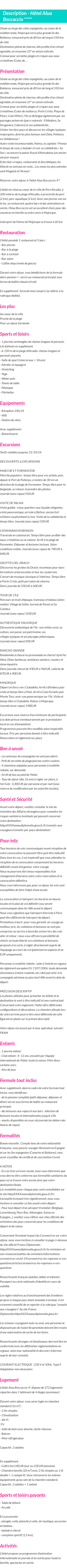 Détails du séjour