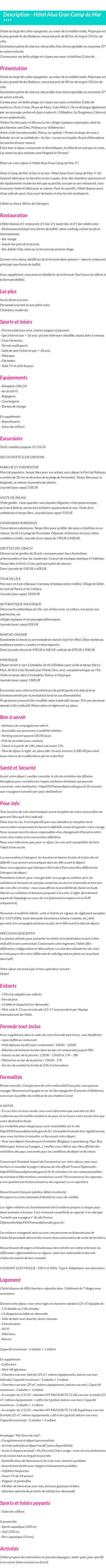 Détails du séjour