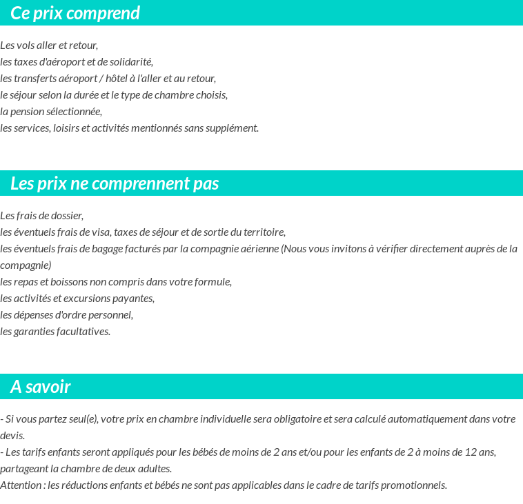 Conditions tarifaires