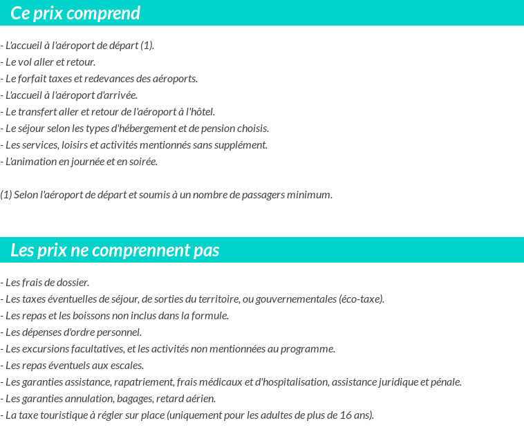 Conditions tarifaires