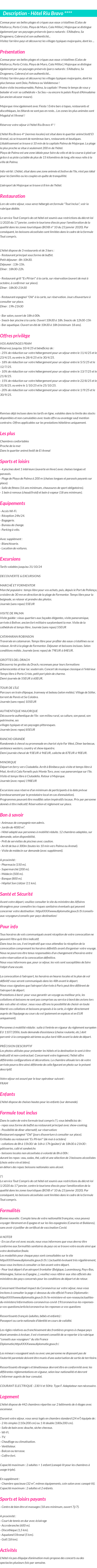 Détails du séjour