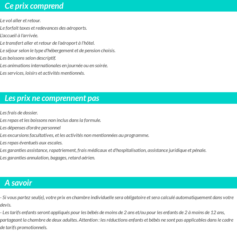 Conditions tarifaires