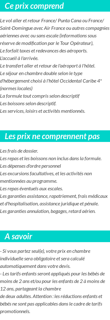 Conditions tarifaires