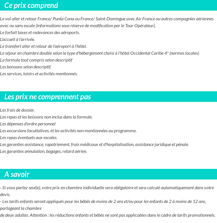 Conditions tarifaires