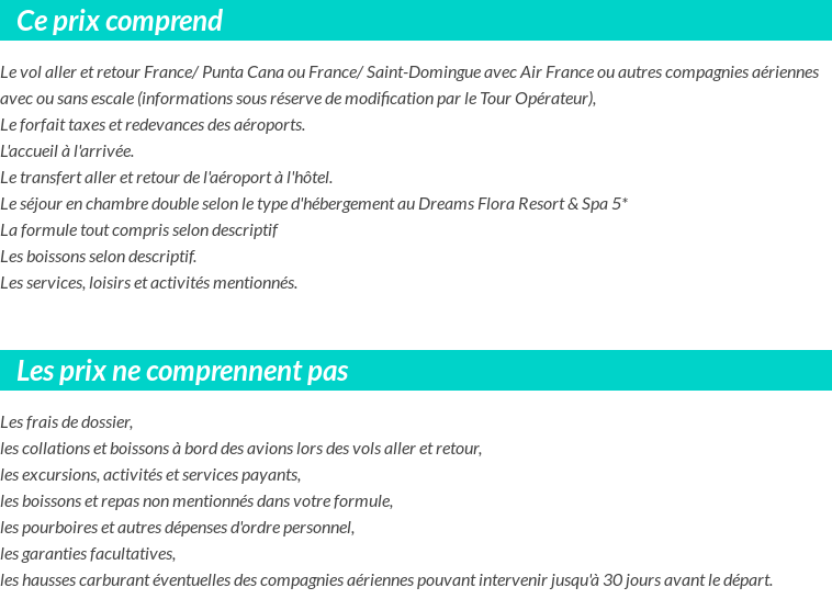 Conditions tarifaires