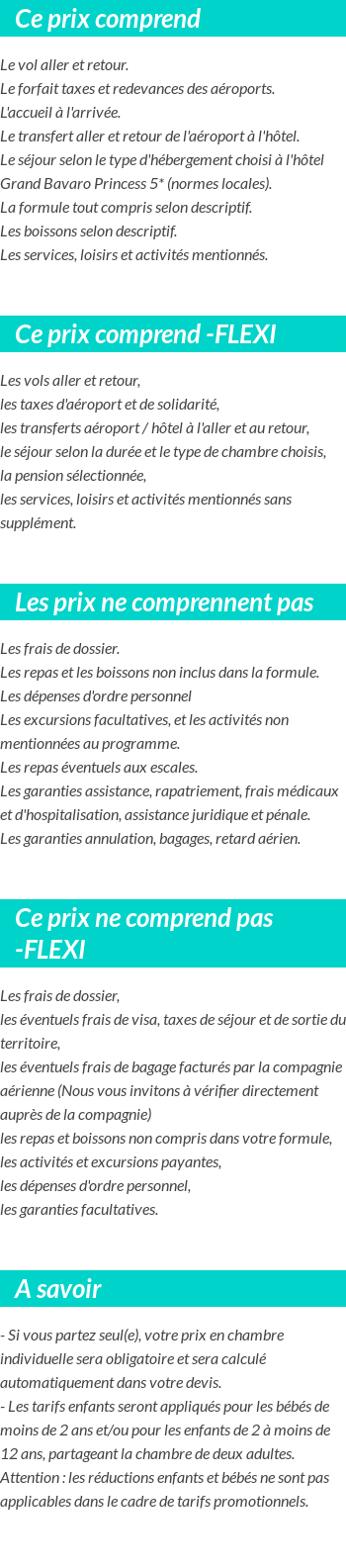 Conditions tarifaires