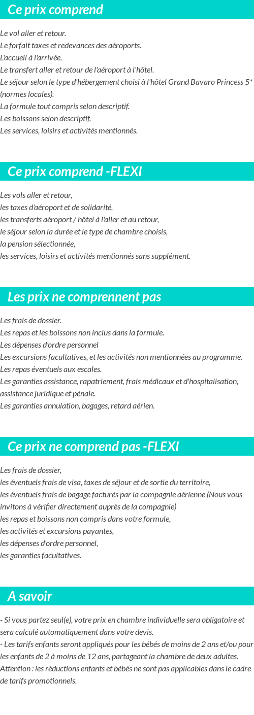 Conditions tarifaires