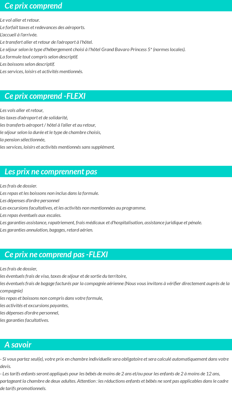 Conditions tarifaires