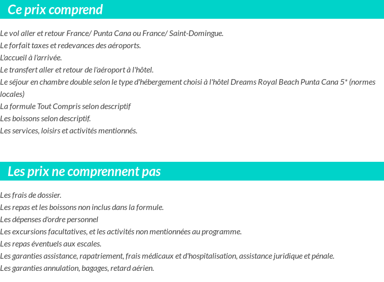 Conditions tarifaires